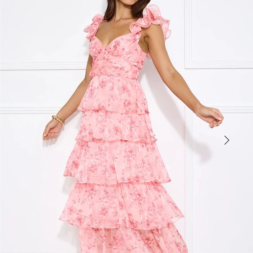 Hello Molly Pink Layered Maxi Dress - Picture 1 of 8